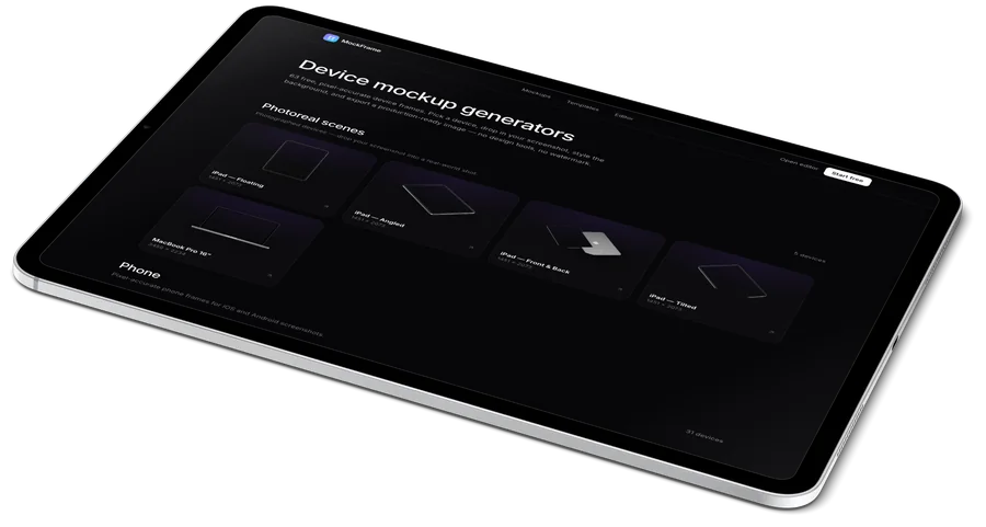 iPad Pro · Silver photoreal mockup